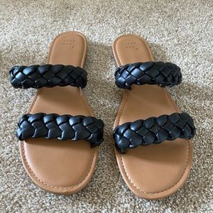Black Braided Slides